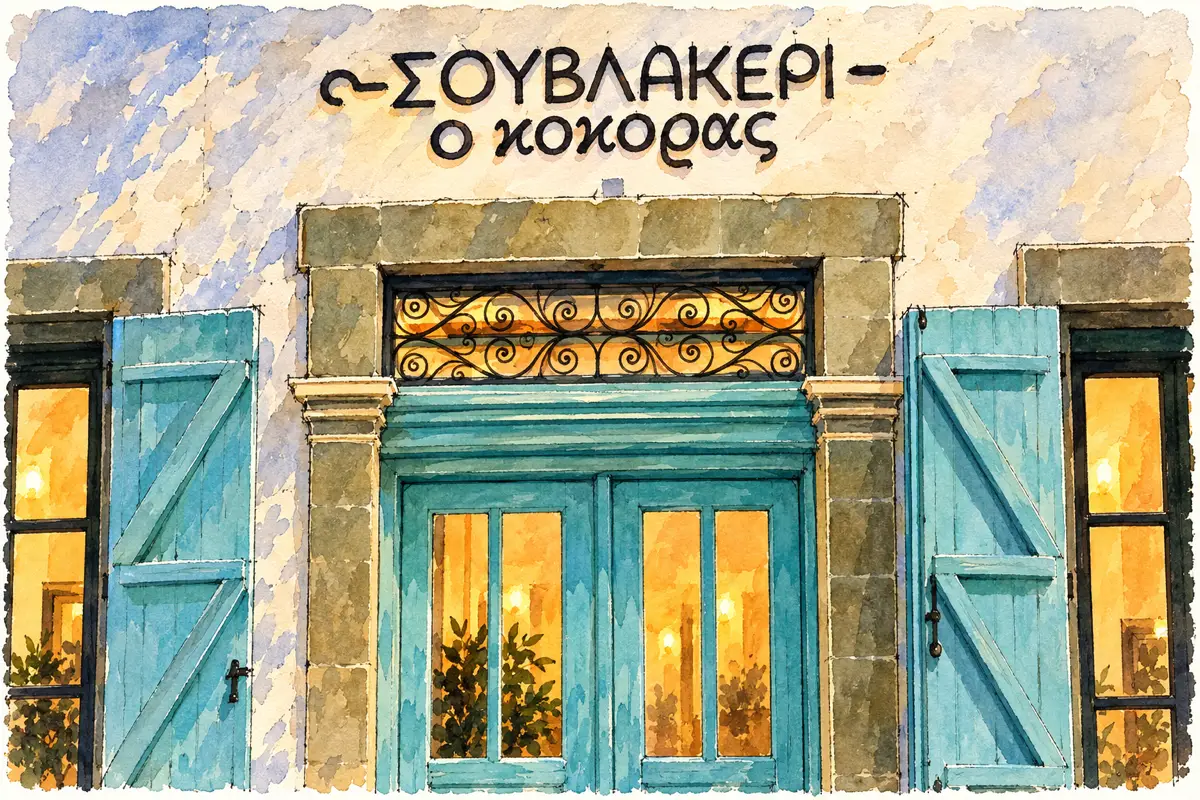 Souvlakeri Kokoras — Charcoal souvlaki grill